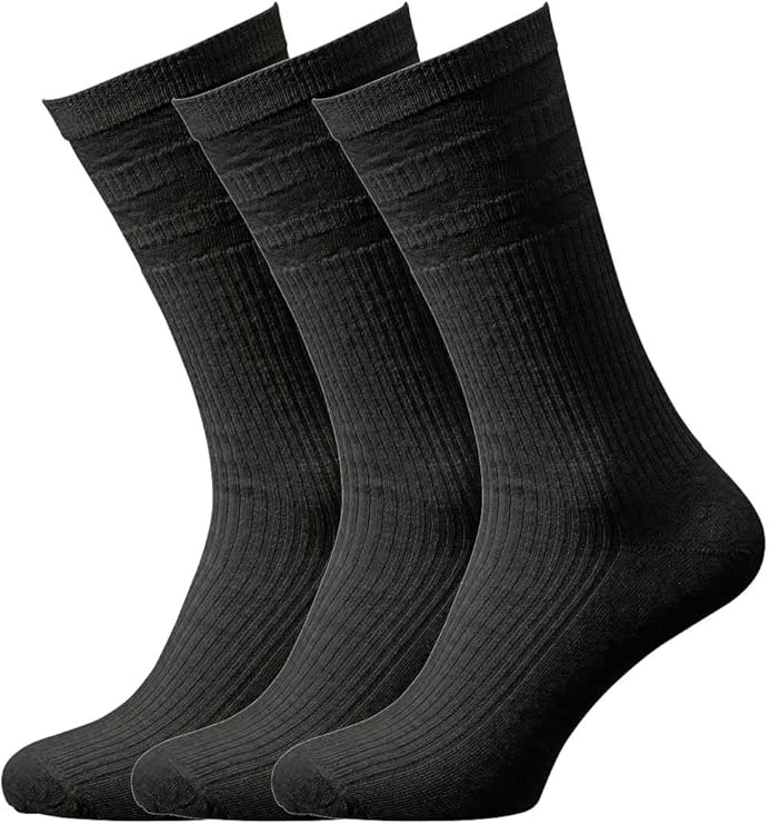 SOCKS - BLACK, SOFT TOP WIDE FIT, COTTON RICH SIZE 6-11